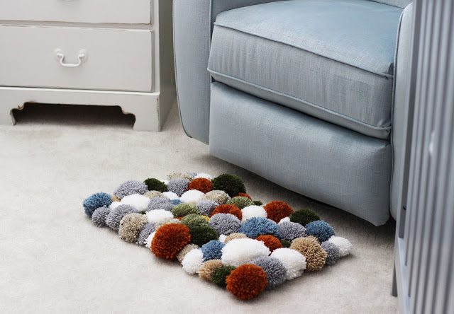 DIY Yarn Pom Pom Rug • Sewrella