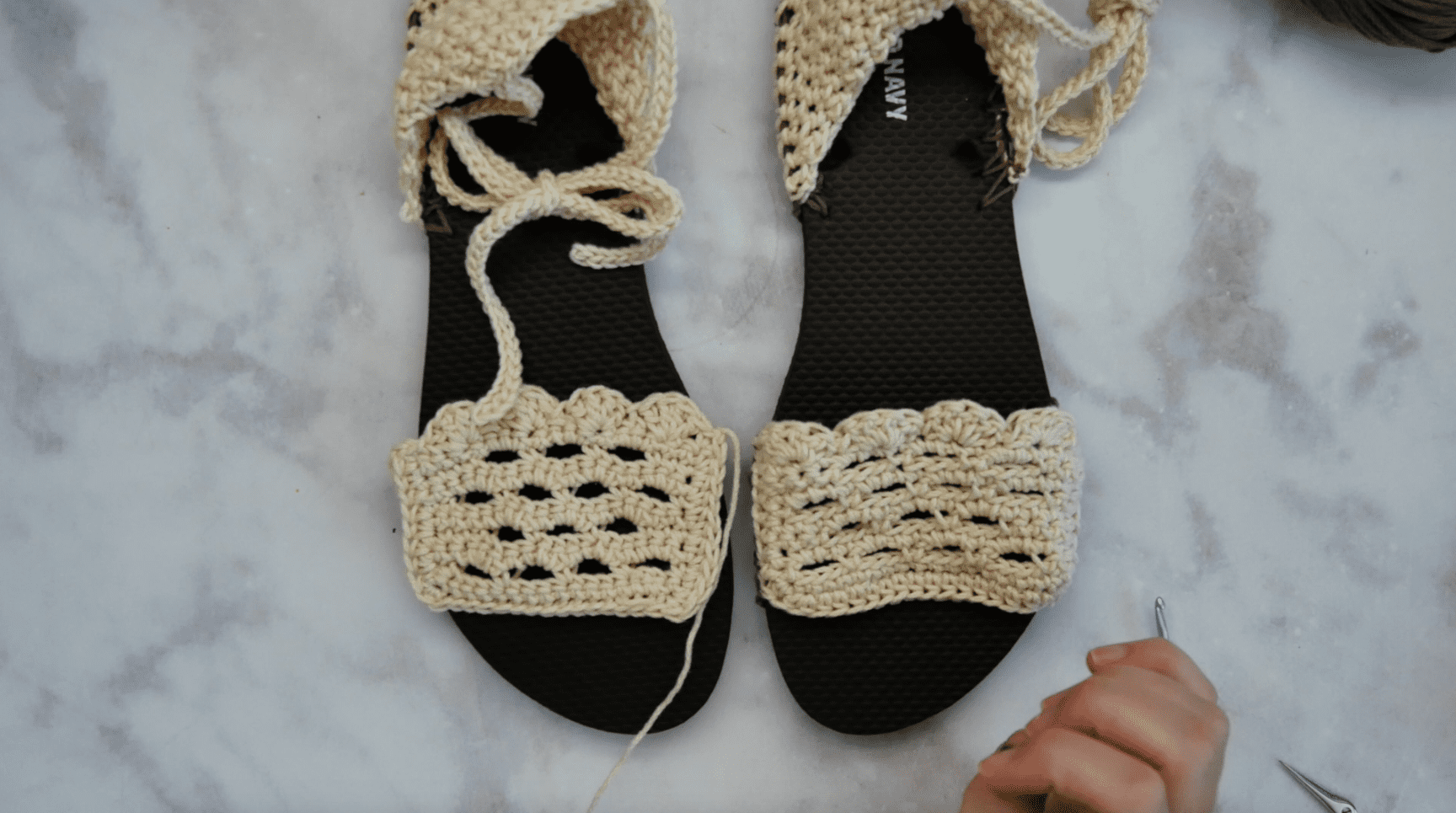 Crochet sandals with sales flip flop soles