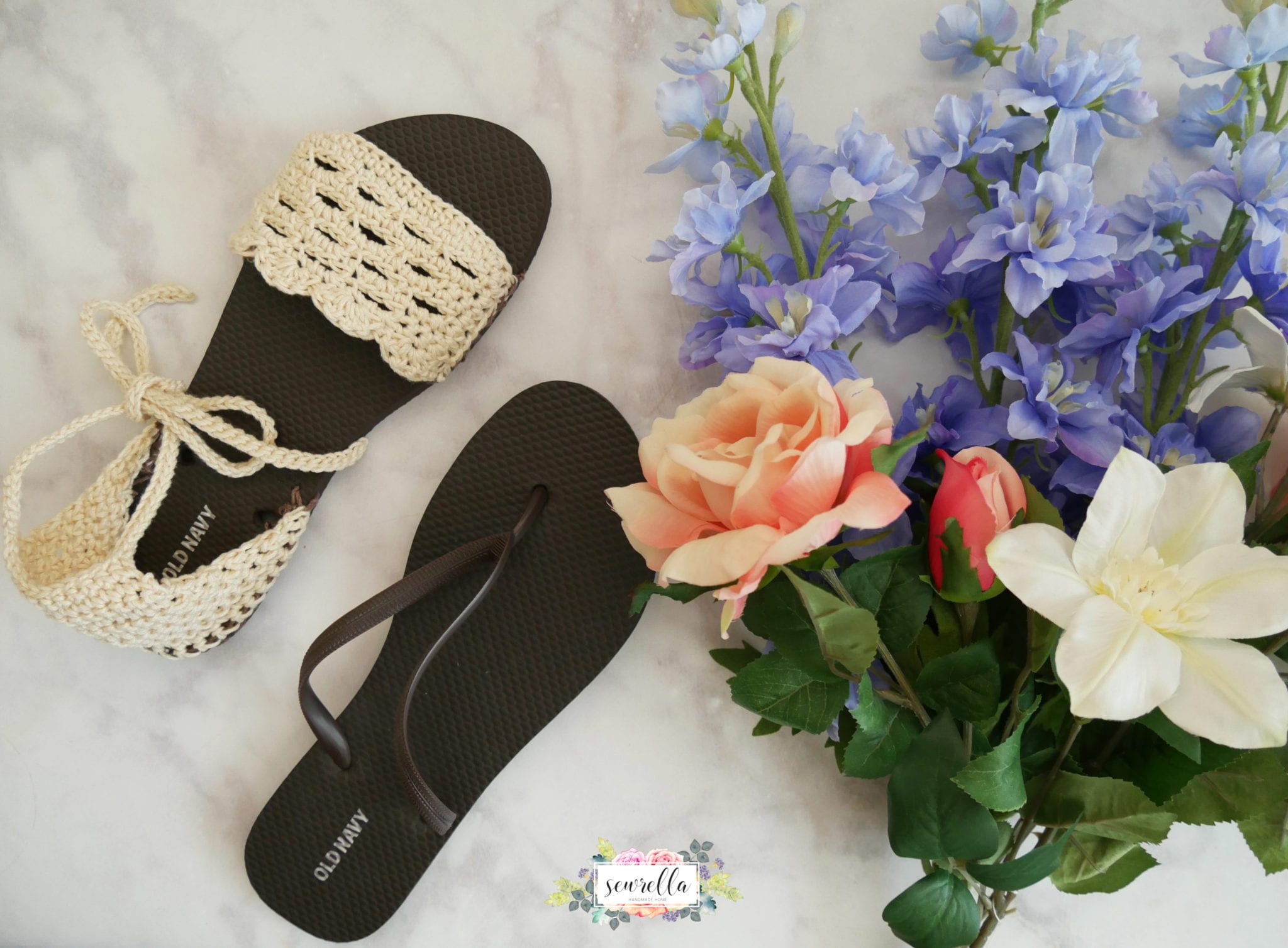 Crochet Sandals with Flip Flop Soles •