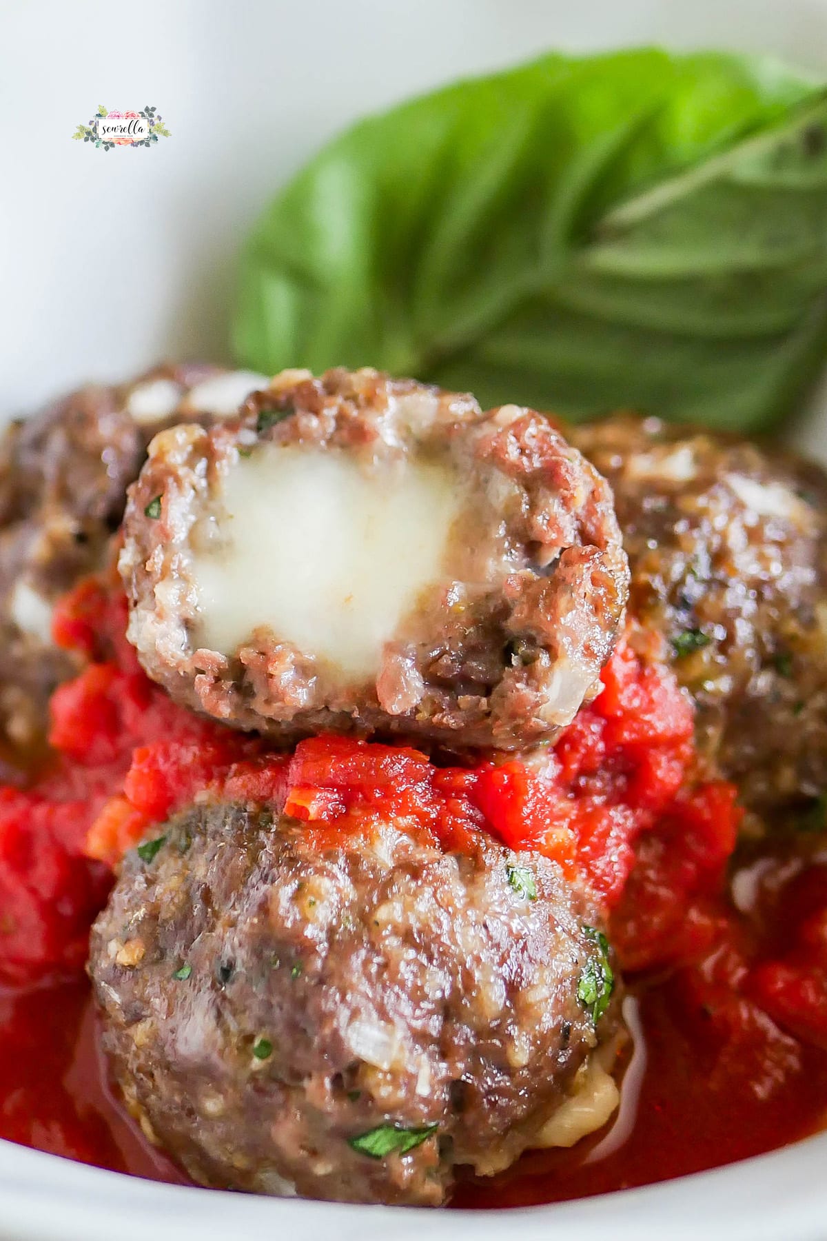 CJ's Mozzarella Stuffed Meatballs Recipe • Sewrella