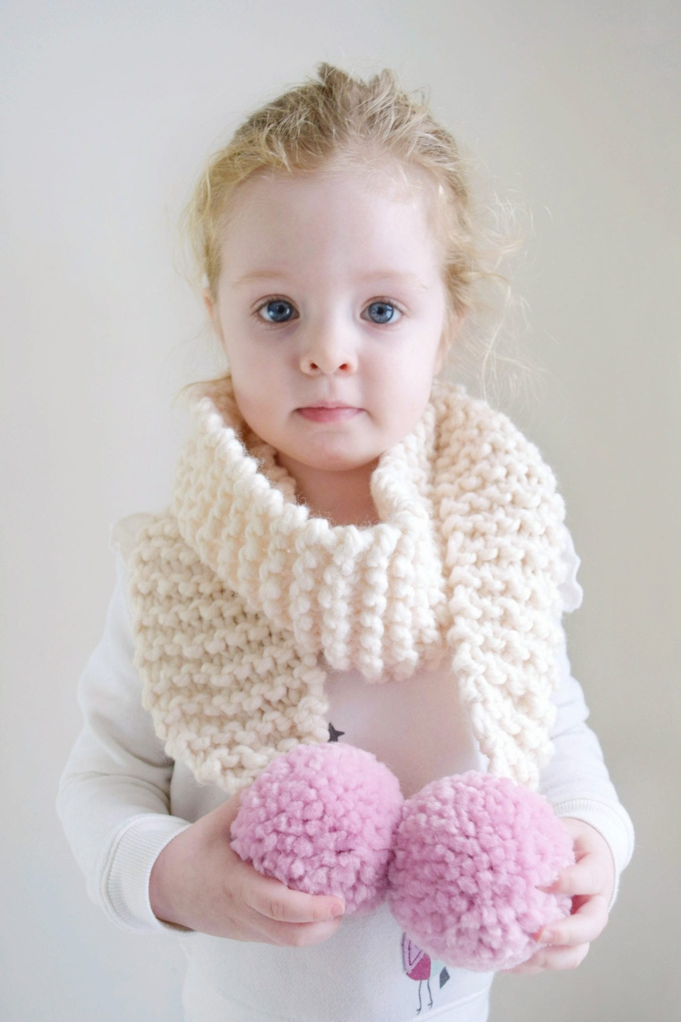 Knit Pom Pom Scarf Pattern - Kiddos