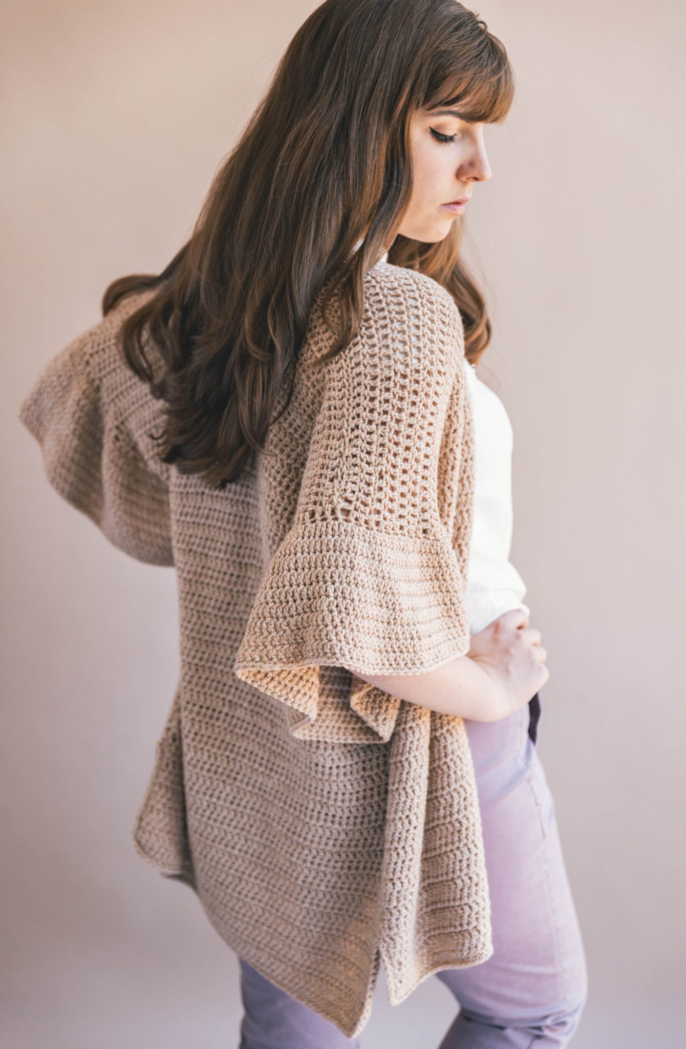 Crochet Ruffle Sleeve Cardigan Sewrella