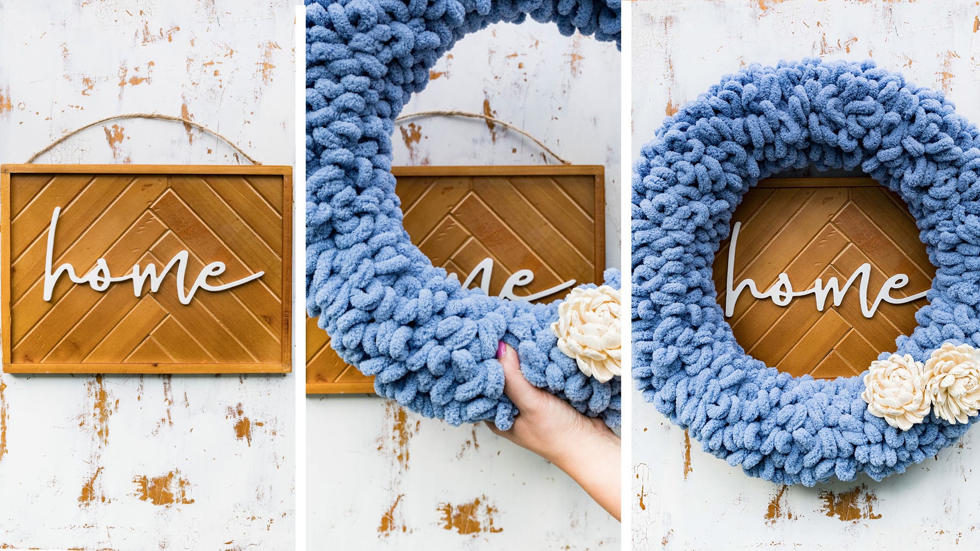 DIY Yarn Loop Wreath with Bernat Blanket EZ • Sewrella