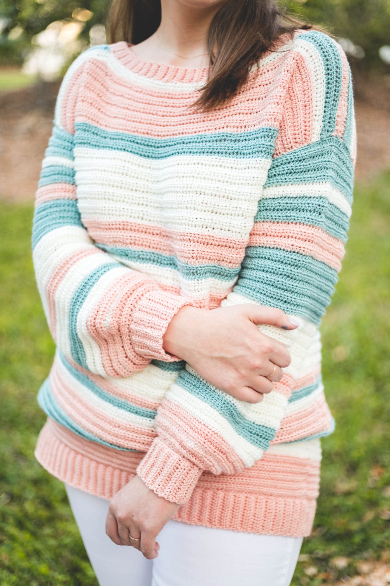 Crochet striped sweater pattern sale
