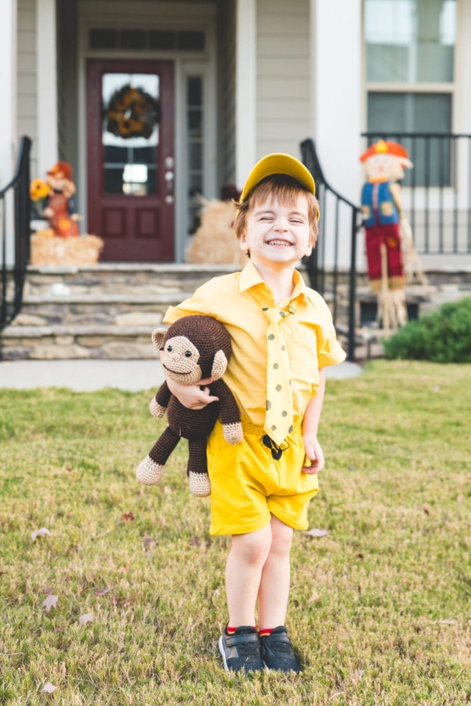 Costume Curious Monkey Man In The Yellow Hat Halloween Cosplay Taglia Unica