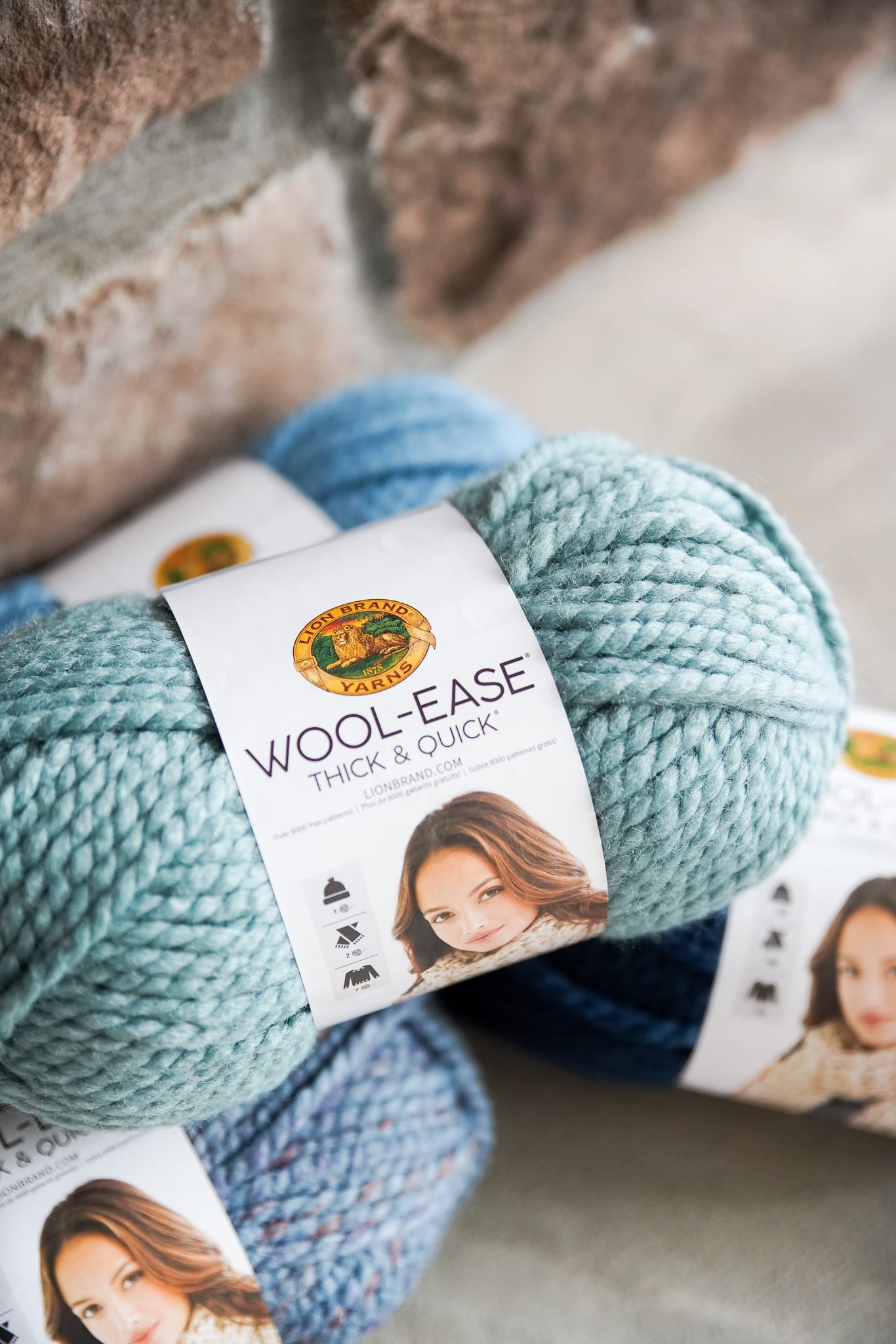 Lion Brand Wool Ease Thick and Quick yarn used in the how to crochet a flat circle tutorial