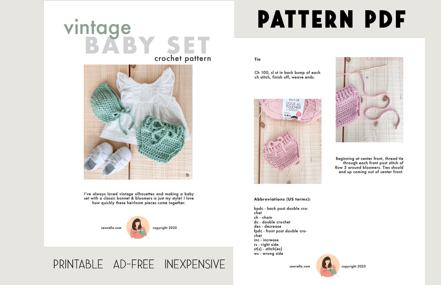 pattern PDF ad vintage baby set crochet pattern