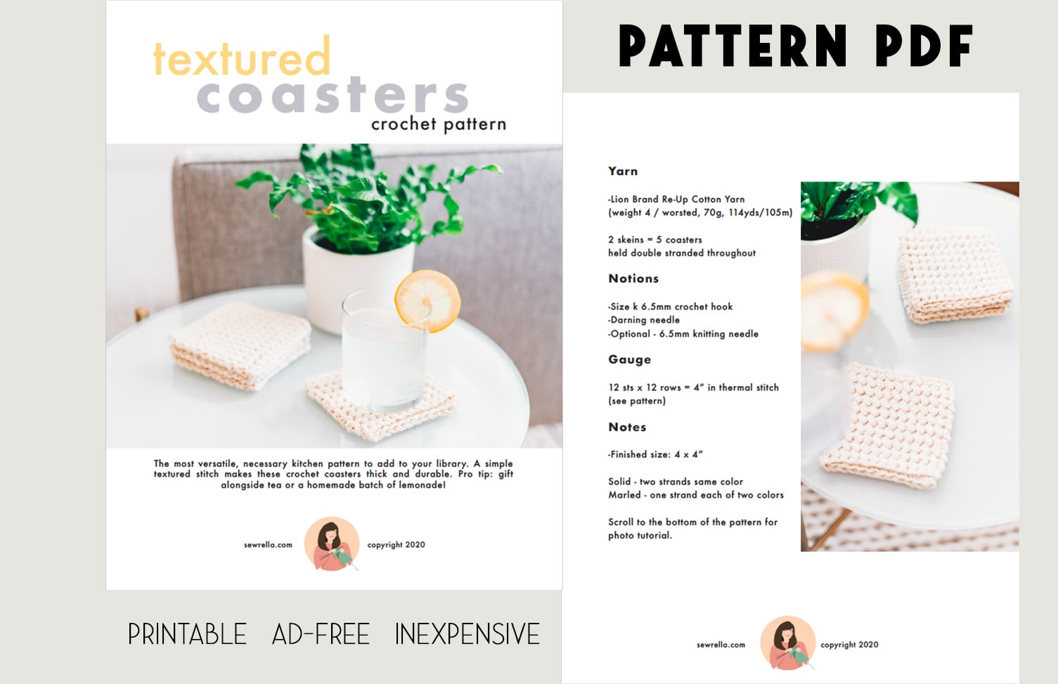 inexpensive pdf copy of textured crochet coasters