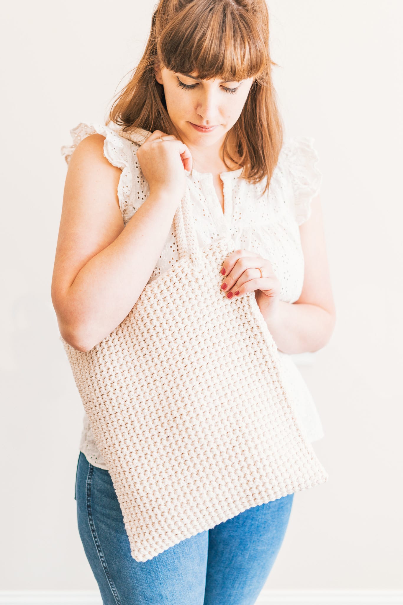 Classic crochet tote bag for summer markets.