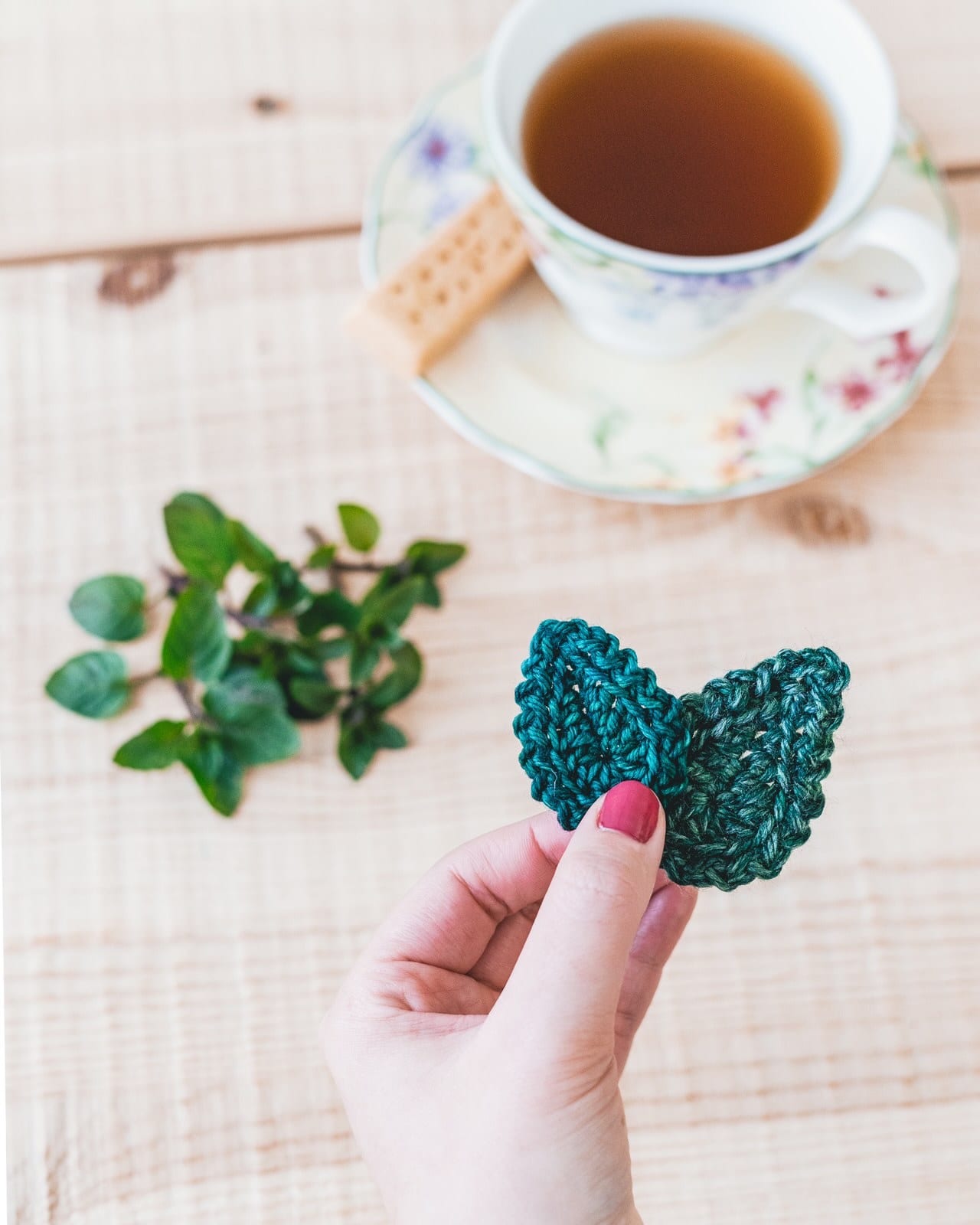 crochet mint leaf