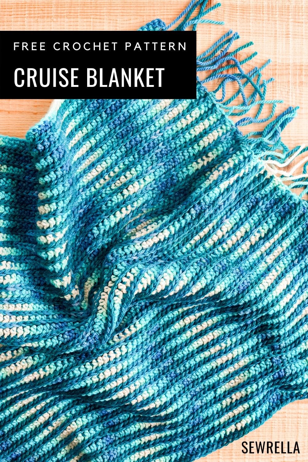 pinterest image for crochet blanket pattern with hand dyed yarn